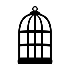 Isolated Bird Cage Silhouette on White Background Depicting Confinement and Nostalgia