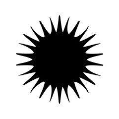 Black radiating corona sunburst abstract geometric shape with sharp, spiky edges