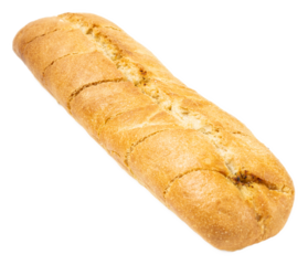 Crispy golden garlic breadstick loaf with herb crust, sliced baked baguette, crunchy textured loaf, aromatic garlic flavor, warm bakerystyle bread