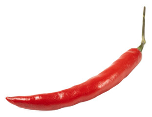Fresh spicy red cayenne chili pepper with glossy skin, isolated on transparent background, vibrant...