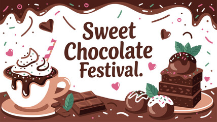 Sweet Chocolate Festival Dessert Illustration with Cupcakes and Cocoa Treats
