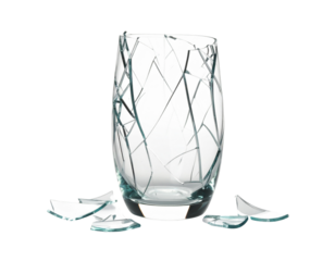 Elegant Broken Glass Vase with Artistic Cracks Isolated on White Background for Modern Home Decor PNG