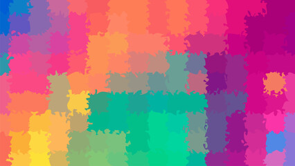 Energetic and colorful abstract background featuring a textured mosaic of blended, painterly squares. Showcasing a spectrum of vibrant hues, creating a lively and dynamic visual effect