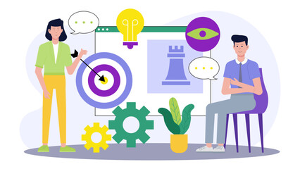 Teamwork planning a strategic target achievement, suitable for business presentations, training materials, and blog posts on team collaboration.