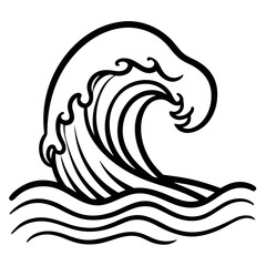 Simple Ocean Wave – Single Line Drawing Vector Illustration – Minimalist Sea Symbol for Nautical Decor, Surf Branding, Nature Designs, and Coastal-Themed Projects