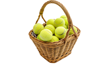 Find tennis balls in basket for sport equipment and game play tennis court fun time