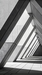 Obraz premium Modern Architectural Geometry with Grayscale Concrete Wall Texture and Sharp Shadow Shapes in Minimalist Urban Design, concrete background.