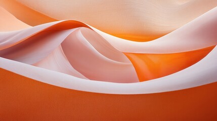 Abstract folds of translucent fabric in shades of orange and white.