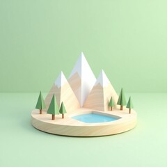 3D mountains paper model 