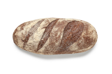Loaf of tasty rye bread isolated on white background