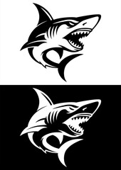 Shark Fish Vector Line Art Design