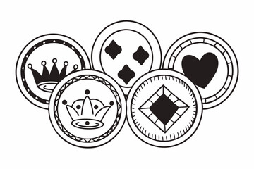 Maximalist Carnival Set Badges Rings Crowns Design for Banners and Advertisements