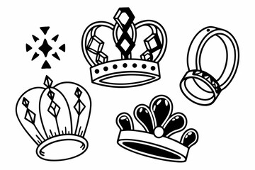 Maximalist Carnival Badges Rings and Crowns Design Set for Festive Celebrations