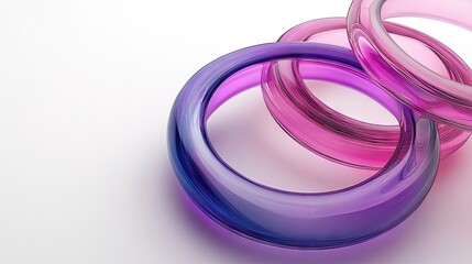 Fototapeta premium Intertwined translucent rings in shades of purple and pink.