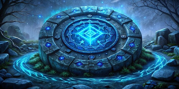 abstract technology portal door background with globe