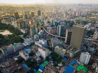 Aerial View of Motijheel Financial & Commercial Business District, Dhaka, Bangladesh