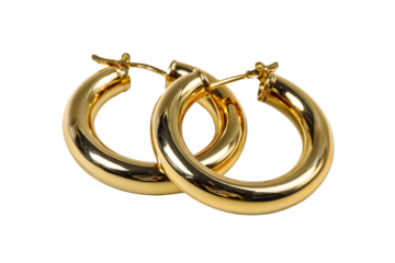Elegant Gold Earrings Design, PNG Cut-Out with Transparent Background