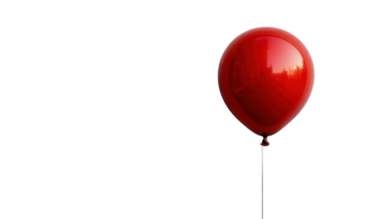 red helium balloon floating isolated on transparent background