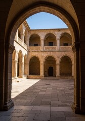 Obraz premium Historic courtyard architecture ancient monastery photography sunny day perspective cultural heritage