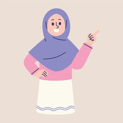 Flat Muslim Woman Presenting Something