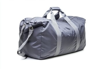 Fototapeta premium Gray Travel Duffle Bag Isolated on White Background