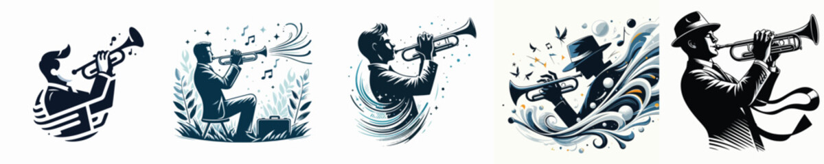 Fototapeta premium vector image of a person playing the trumpet with a white background