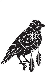 Silhouette vector illustration of a black and white bird in simple design style
