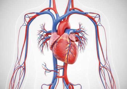 Anatomical Chart of the Heart and Major Blood Vessels