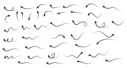 Curved arrows set for business plan, presentation and education. Sign, Symbol, Hand drawn arrow collection