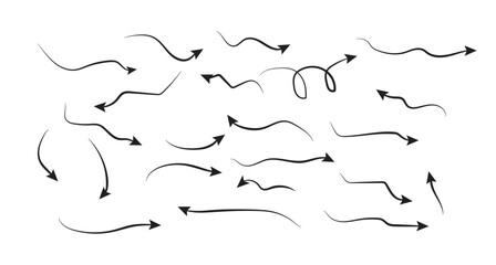 Curved arrows set for business plan, presentation and education. Sign, Symbol, Hand drawn arrow collection