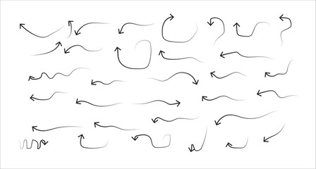 Curved arrows set for business plan, presentation and education. Sign, Symbol, Hand drawn arrow collection