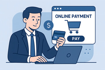 Digital transaction with online payment: A stylized image depicting a modern user in the act of completing an online payment, signifying secure financial transactions.