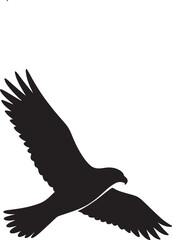 Vector illustration of a flying eagle silhouette with spread wings in black style