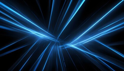 Abstract digital artwork of blue light streaks creating a futuristic pattern on a black background.
