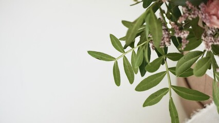 Gift Basket with Plants and Copy Space for Text.