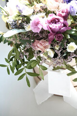 Gift Basket with Plants and Copy Space for Text.