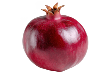 Whole ripe red pomegranate fruit isolated on transparent background