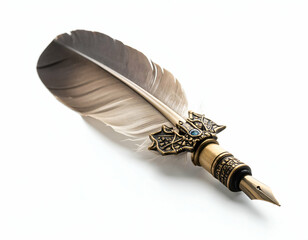 Elegant Quill Pen Dragon Bone & Feather Design