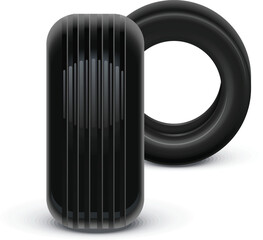 Black Car Tires – Vector Illustration Front and Side View