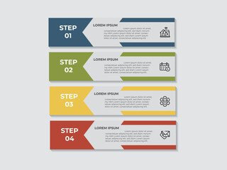 Vector Infographic 4 long circle label, infographic with number 4 options processes.