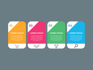 4 Steps business data visualization timeline process infographic template design with icons