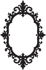 Elegant Black Ornamental Mirror Frame Design.