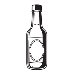 Simple black and white vector illustration of a condiment bottle for sauce labeling
