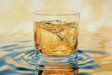 An artistic depiction of water as liquid gold, symbolizing its future scarcity