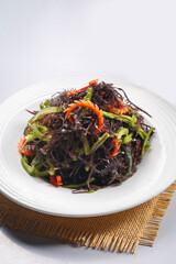 Bell pepper and bitter melon with seaweed