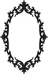 Elegant Black Ornamental Mirror Frame Design.