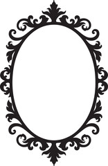 Elegant Black Ornamental Mirror Frame Design.