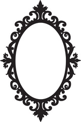 Elegant Black Ornamental Mirror Frame Design.