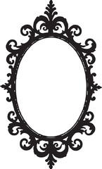 Elegant Black Ornamental Mirror Frame Design.
