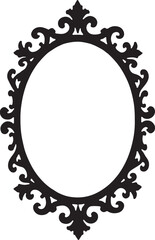 Elegant Black Ornamental Mirror Frame Design.